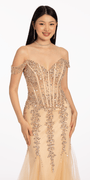 Illusion Corset Off the Shoulder Godet Dress Image 9