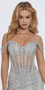 Illusion Corset Off the Shoulder Godet Dress Image 7