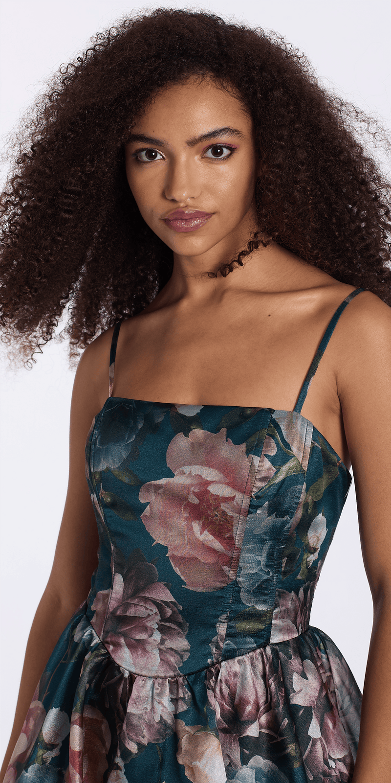Camille La Vie Organza Corset Floral Print Fit and Flare Dress