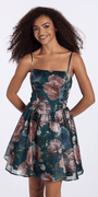 Camille La Vie Organza Corset Floral Print Fit and Flare Dress