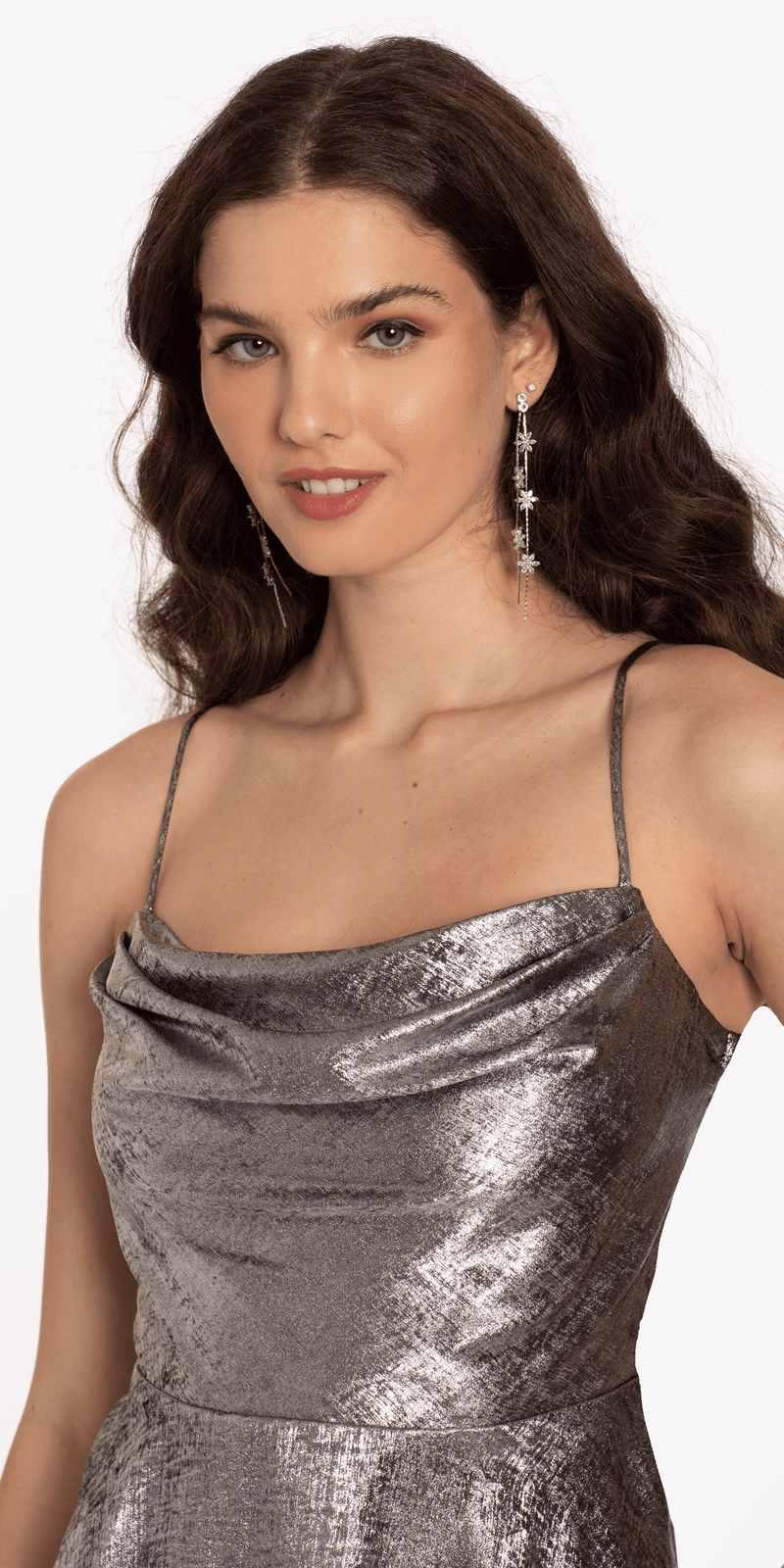 Cowl Neck Foil Skater Dress Image 2