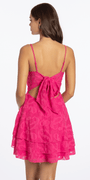 Jacquard Triple Tier Square Neck Tie Back Fit and Flare Dress Image 4