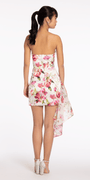 Satin Floral Ruched Dress with Chiffon Side Drape Image 4