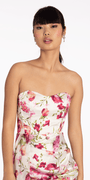 Satin Floral Ruched Dress with Chiffon Side Drape Image 2