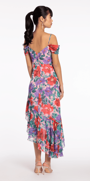 Chiffon Watercolor Tiered Asymmetrical Dress Image 3