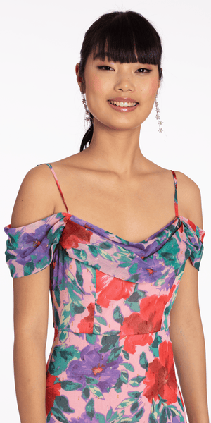 Chiffon Watercolor Tiered Asymmetrical Dress Image 2