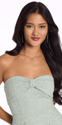 sage/size/s/missy/Camille La Vie/Strapless Glitter Lace Fit and Flare Dress with Bow/front alt