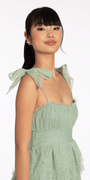 Tiered Mesh Embossed Fit and Flare Dress with Tie Straps Image 3