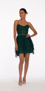 Tiered Mesh Corset Dress with Adjustable Straps Image 1