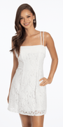 ivory/size/s/missy/Camille La Vie/Open Lace Skater Dress with Pleated Chiffon Neckline /front alt