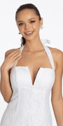 ivory/size/s/ missy/Camille La Vie/Jacquard Lace Halter Notch Neck Single Tier Dress /close up