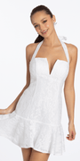 ivory/size/s/ missy/Camille La Vie/Jacquard Lace Halter Notch Neck Single Tier Dress /front