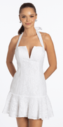 ivory/size/s/ missy/Camille La Vie/Jacquard Lace Halter Notch Neck Single Tier Dress /front alt