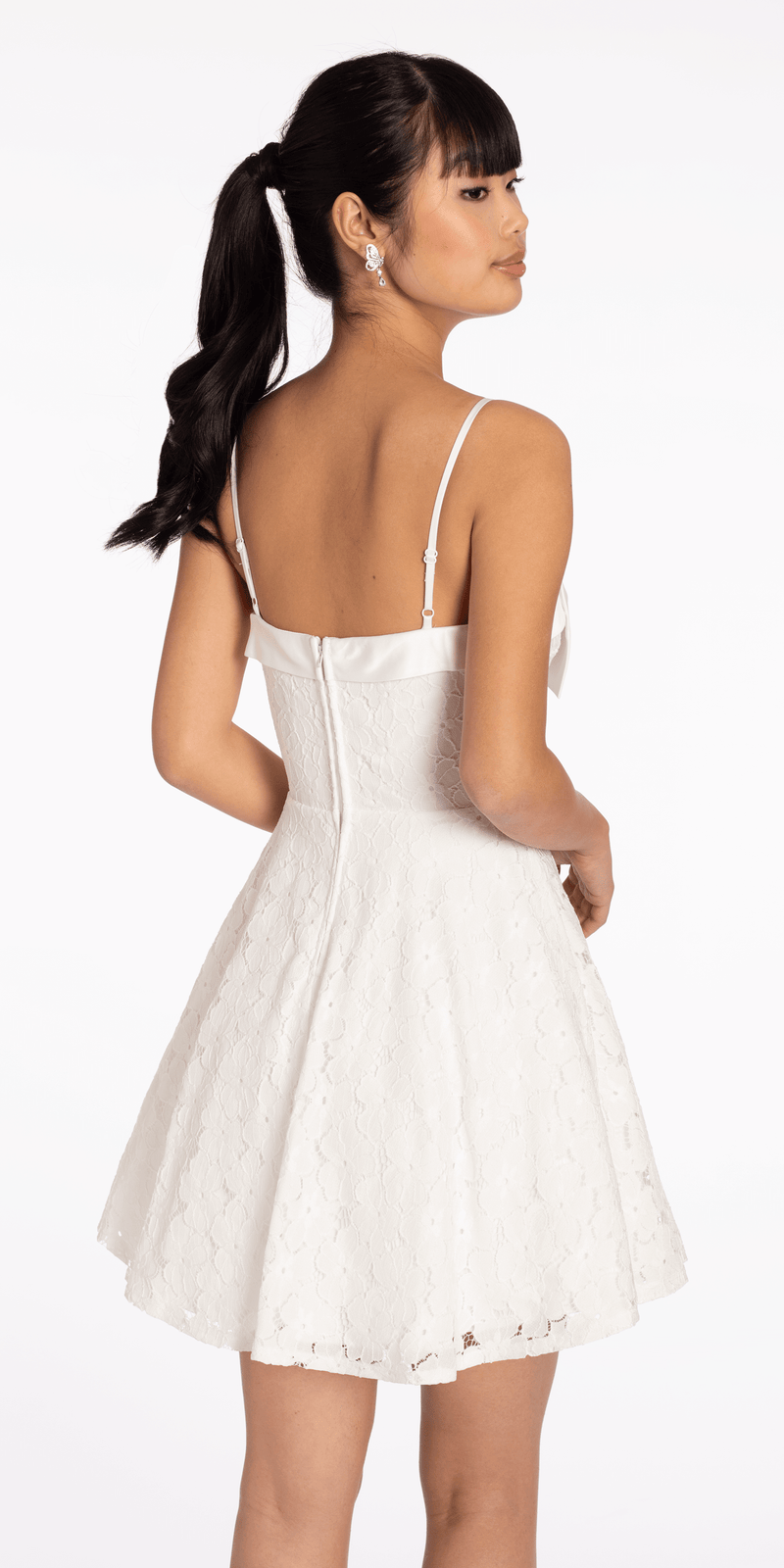 Floral Lace Fit and Flare Dress with Satin Bow Image 4