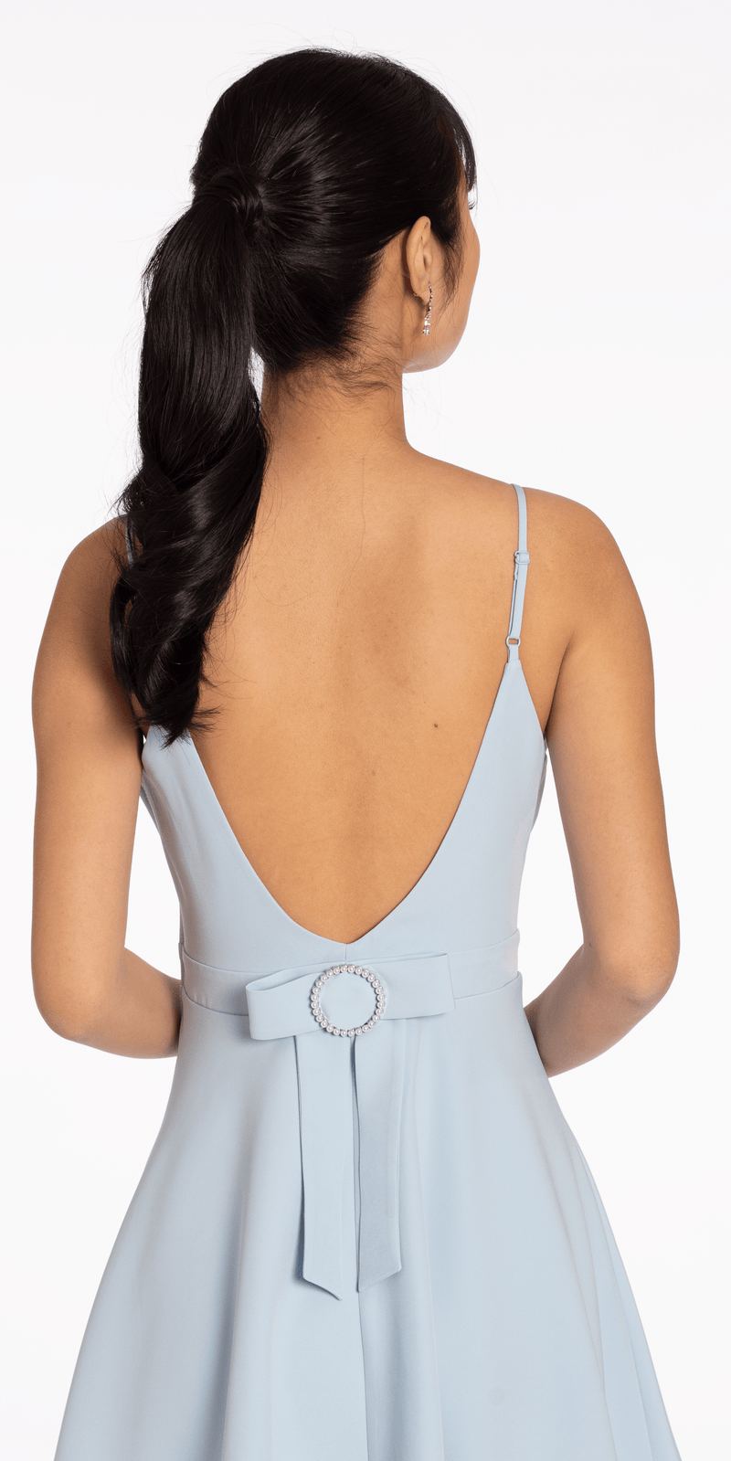 V Back Scuba Skater Dress with Pearl Bow Image 3