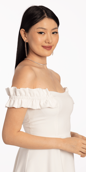 Ruffle Off the Shoulder Fit and Flare Mini Dress Image 3