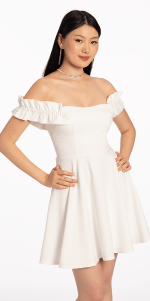 Ruffle Off the Shoulder Fit and Flare Mini Dress Image 1