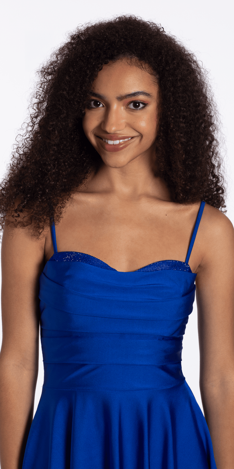 Vie/Camille La Vie Stretch Satin Sweetheart Skater Dress with Pleats/close up