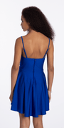 Camille La Vie Stretch Satin Sweetheart Skater Dress with Pleats