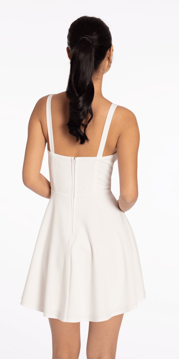 Scuba Sweetheart Skater Dress with Lace Bow Detail Image 3