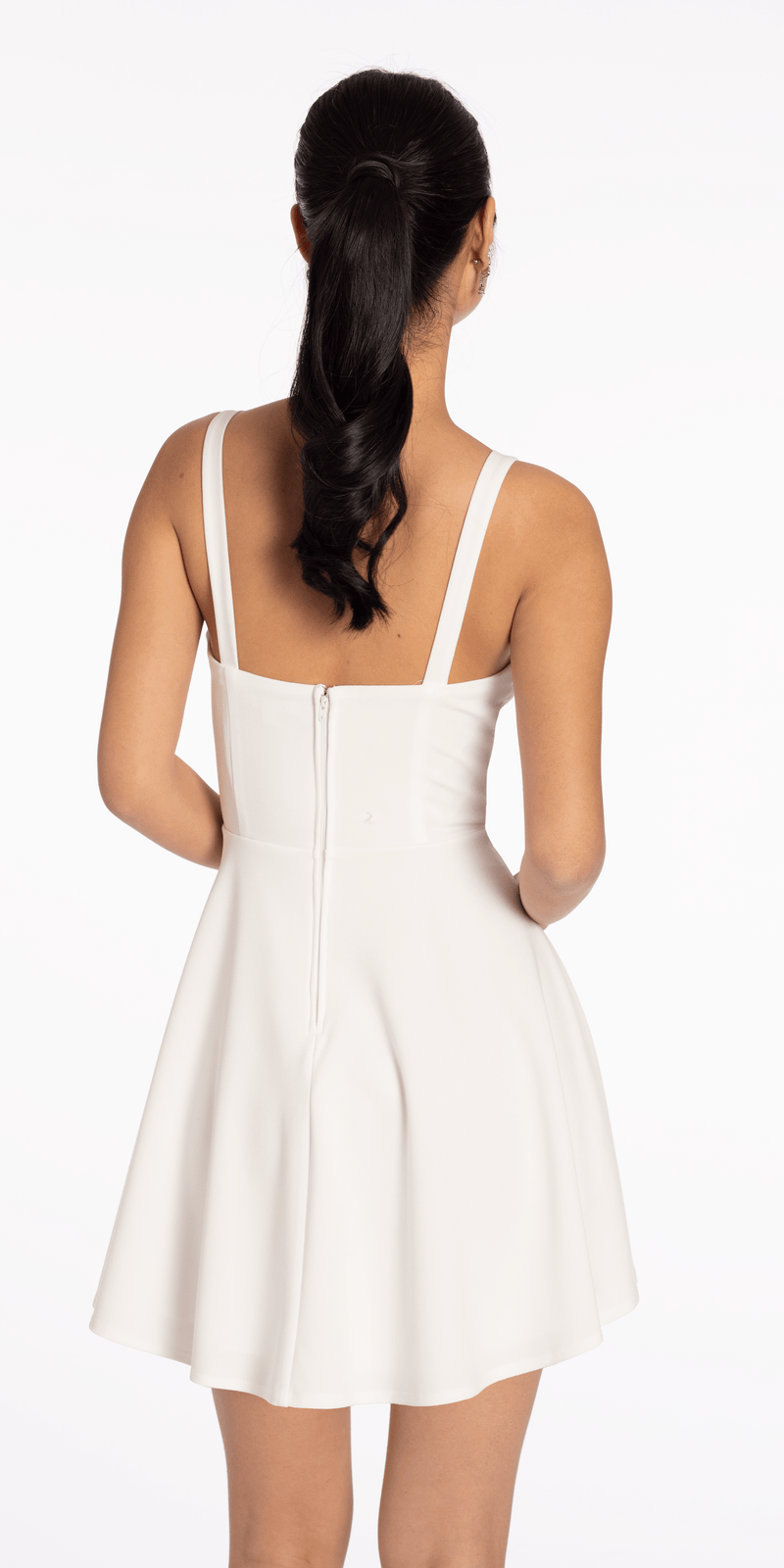 Scuba Sweetheart Skater Dress with Lace Bow Detail Image 2