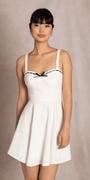 Scuba Sweetheart Skater Dress with Lace Bow Detail Image 1