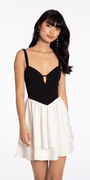 Two Tone Sweetheart Scuba Tiered Fit and Flare Dress Image 1