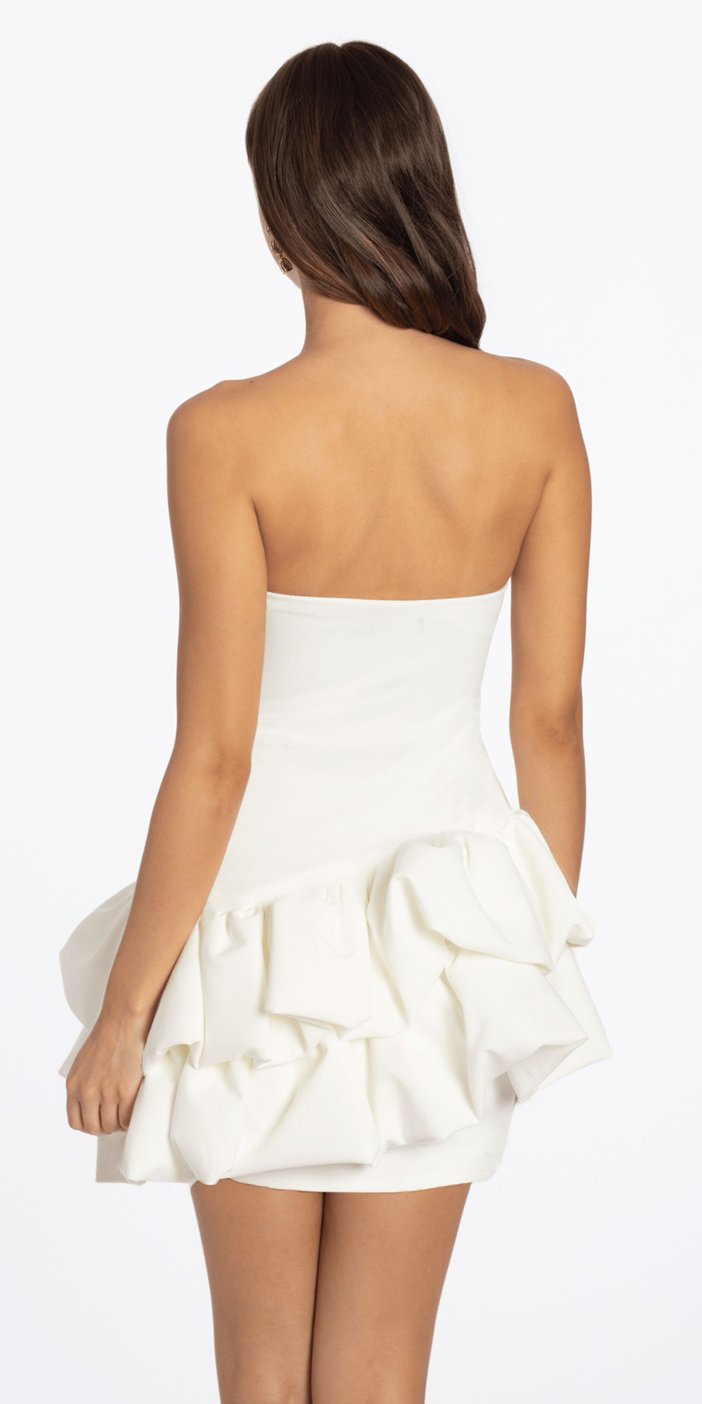 ivory/size/S/missy/Camille La Vie/Strapless Scuba Two Tiered Bubble Dress /back