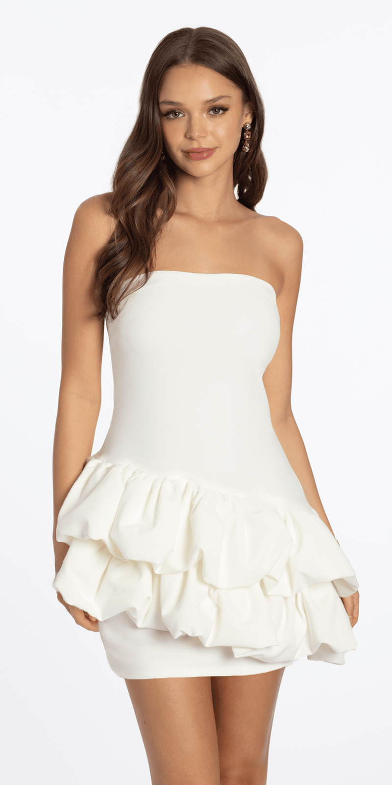 Seni & Cade Junior's Strapless Bubble Ruffle Dress - White