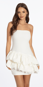 ivory/size/S/missy/Camille La Vie/Strapless Scuba Two Tiered Bubble Dress /close up