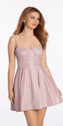 Tie Back Glitter Knit Sweetheart Fit and Flare Dress Image 2