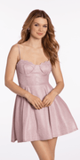 Tie Back Glitter Knit Sweetheart Fit and Flare Dress Image 4