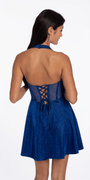 royal-blue/size/4/missy/Camille La Vie/Glitter Knit Embellished Corset Back Halter Skater Dress/back