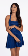 royal-blue/size/4/missy/Camille La Vie/Glitter Knit Embellished Corset Back Halter Skater Dress/front 2