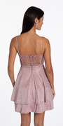 pink/size/4/missy/Camille La Vie/Open Embroidered Back Glitter Knit Tiered Fit and Flare Dress/back
