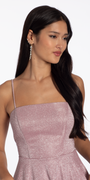 pink/size/4/missy/Camille La Vie/Open Embroidered Back Glitter Knit Tiered Fit and Flare Dress/crop 2