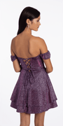 Camille La Vie Glitter Metallic Off the Shoulder Tiered Fit and Flare Dress