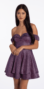 Camille La Vie Glitter Metallic Off the Shoulder Tiered Fit and Flare Dress