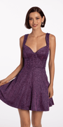 Iridescent Glitter Tank Corset Skater Dress with Pockets Image 1