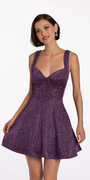 Iridescent Glitter Tank Corset Skater Dress with Pockets Image 2