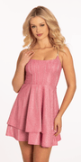 Scoop Neck Glitter Two Tier Skater Dress Image 2