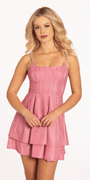Scoop Neck Glitter Two Tier Skater Dress Image 3