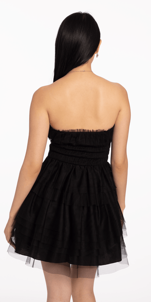 Mesh Bow Front Tiered  Fit and Flare Dress Image 3
