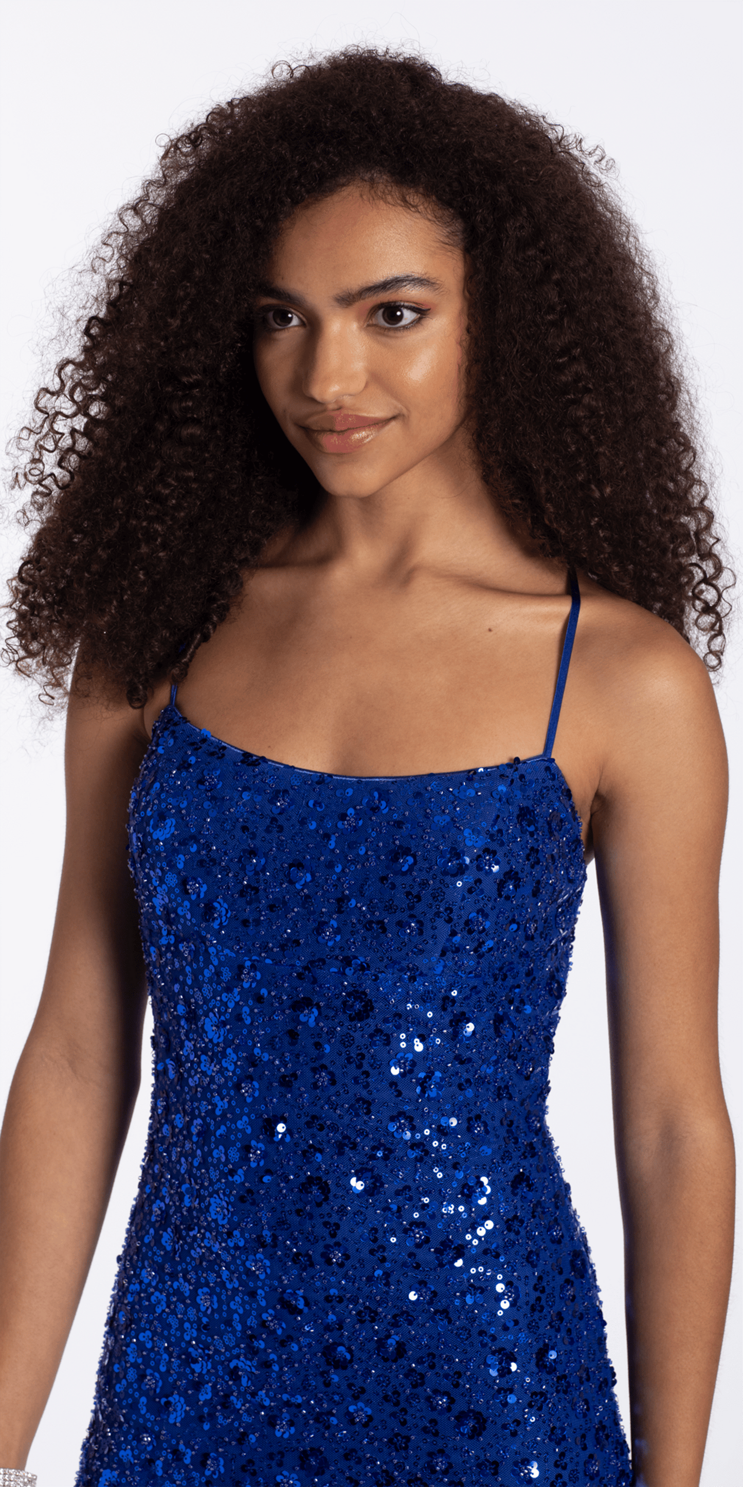 blue/size/s/missy/Camille La Vie/Sequin Mesh Strappy Scoop Back Bodycon Dress/close up