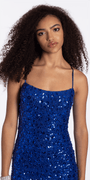 blue/size/s/missy/Camille La Vie/Sequin Mesh Strappy Scoop Back Bodycon Dress/close up 2