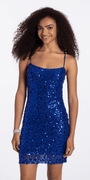 blue/size/s/missy/Camille La Vie/Sequin Mesh Strappy Scoop Back Bodycon Dress/front