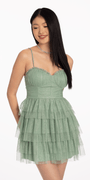 Sweetheart Glitter Mesh Fit and Flare Dress Image 5