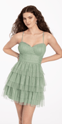 Sweetheart Glitter Mesh Fit and Flare Dress Image 4