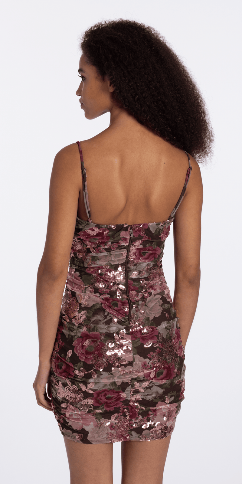 Camille La Vie Sweetheart Floral Sequin Mesh Bodycon Dress