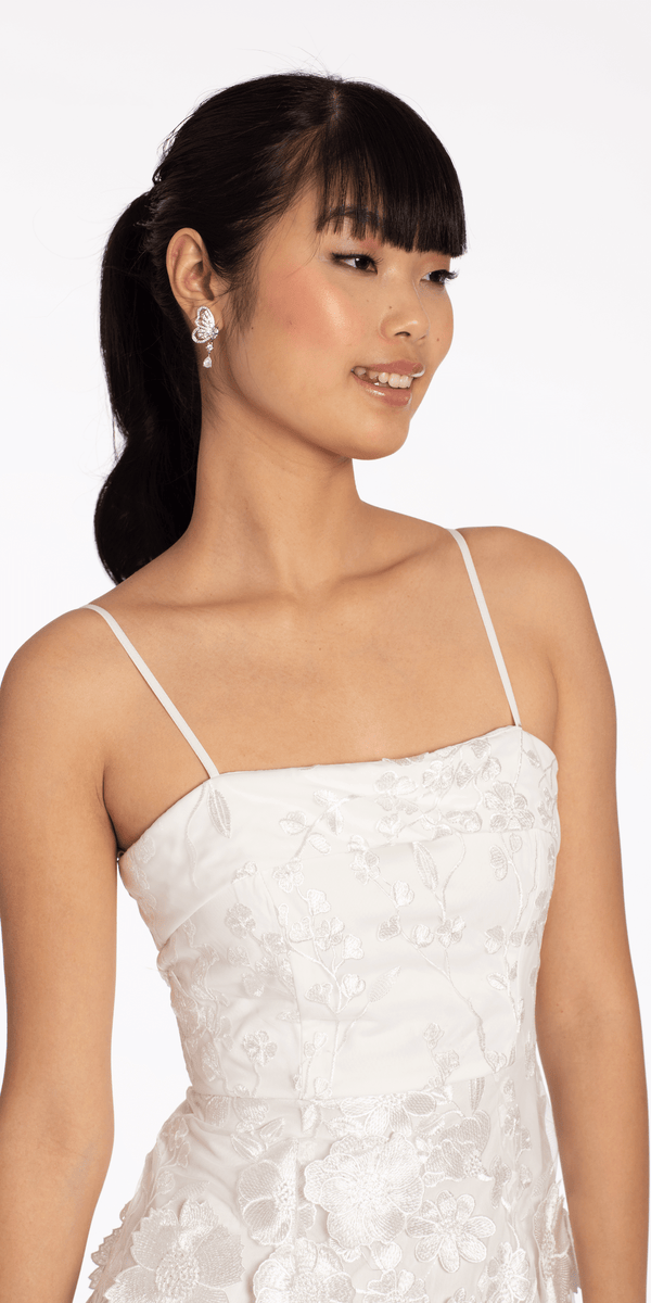 3 D Floral Tulle Embroidered Foldover Sheath Dress Image 2